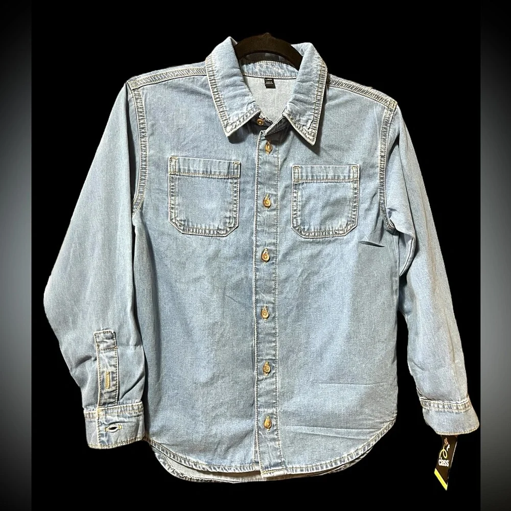 New 10/12 girls denim button down top with fuzzy Daisy Duck patch - Picture 2 of 4